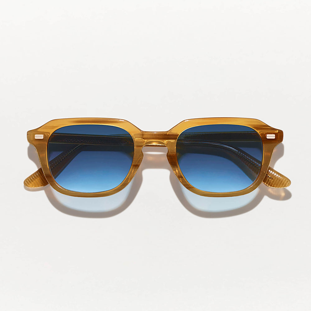 #color_blonde | The GATKES SUN in Blonde with Denim Blue Tinted Lenses