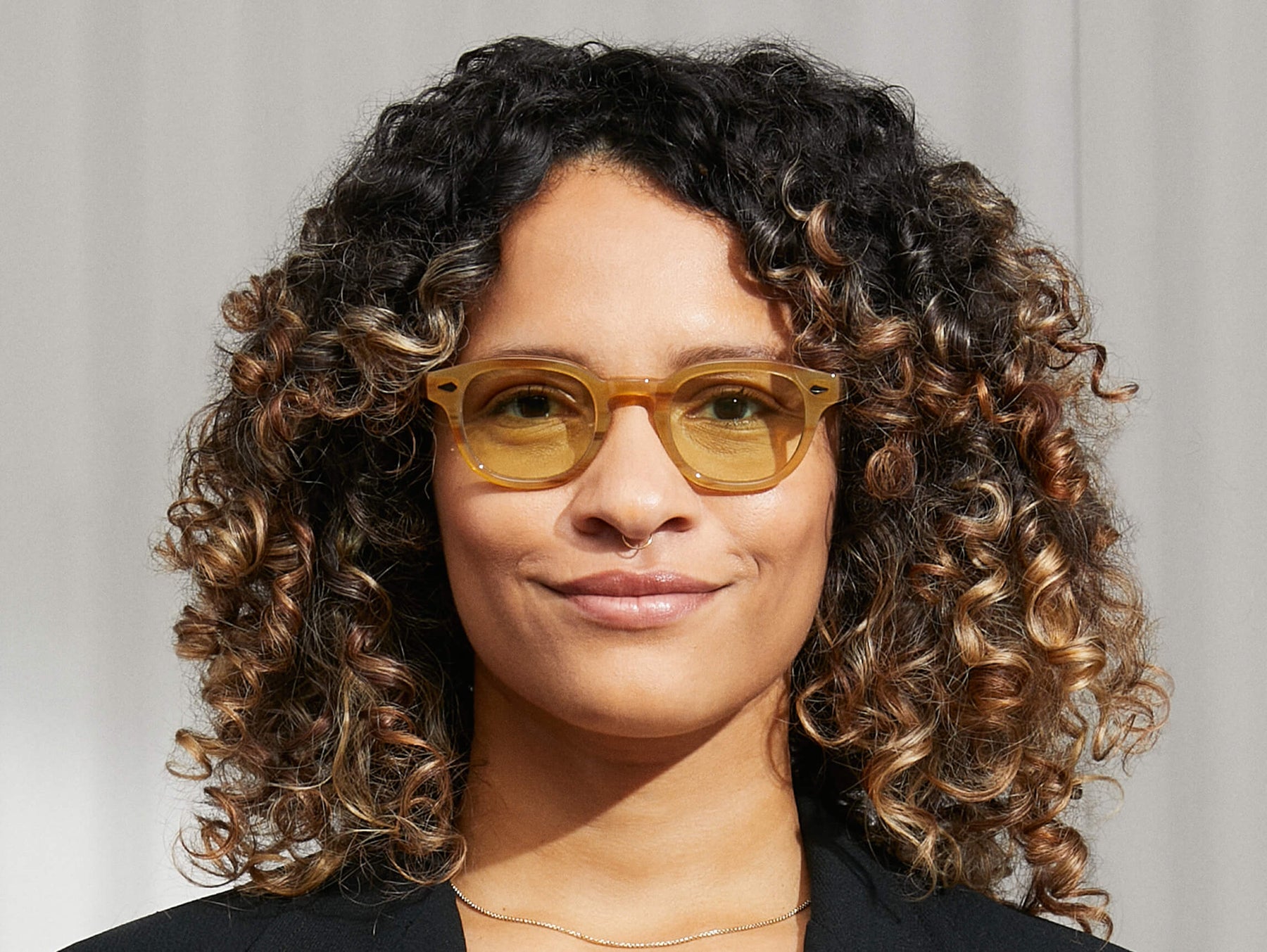 Model is wearing The LEMTOSH in Blonde in size 46 with Limelight Tinted Lenses Model is wearing The LEMTOSH in Blonde in size 46 with Limelight Tinted Lenses