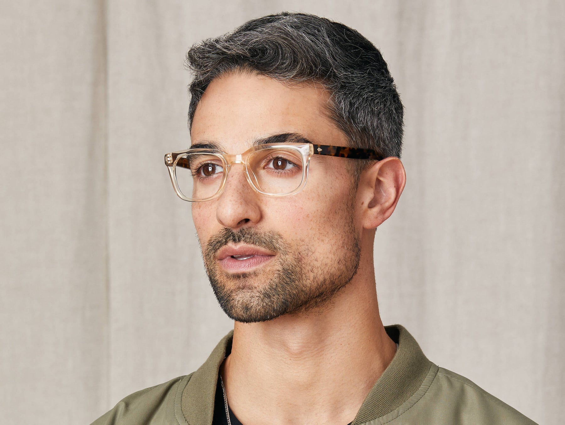 Model is wearing The SHIDDOCK in size 49 in Flesh/Tortoise Model is wearing The SHIDDOCK in size 49 in Flesh/Tortoise