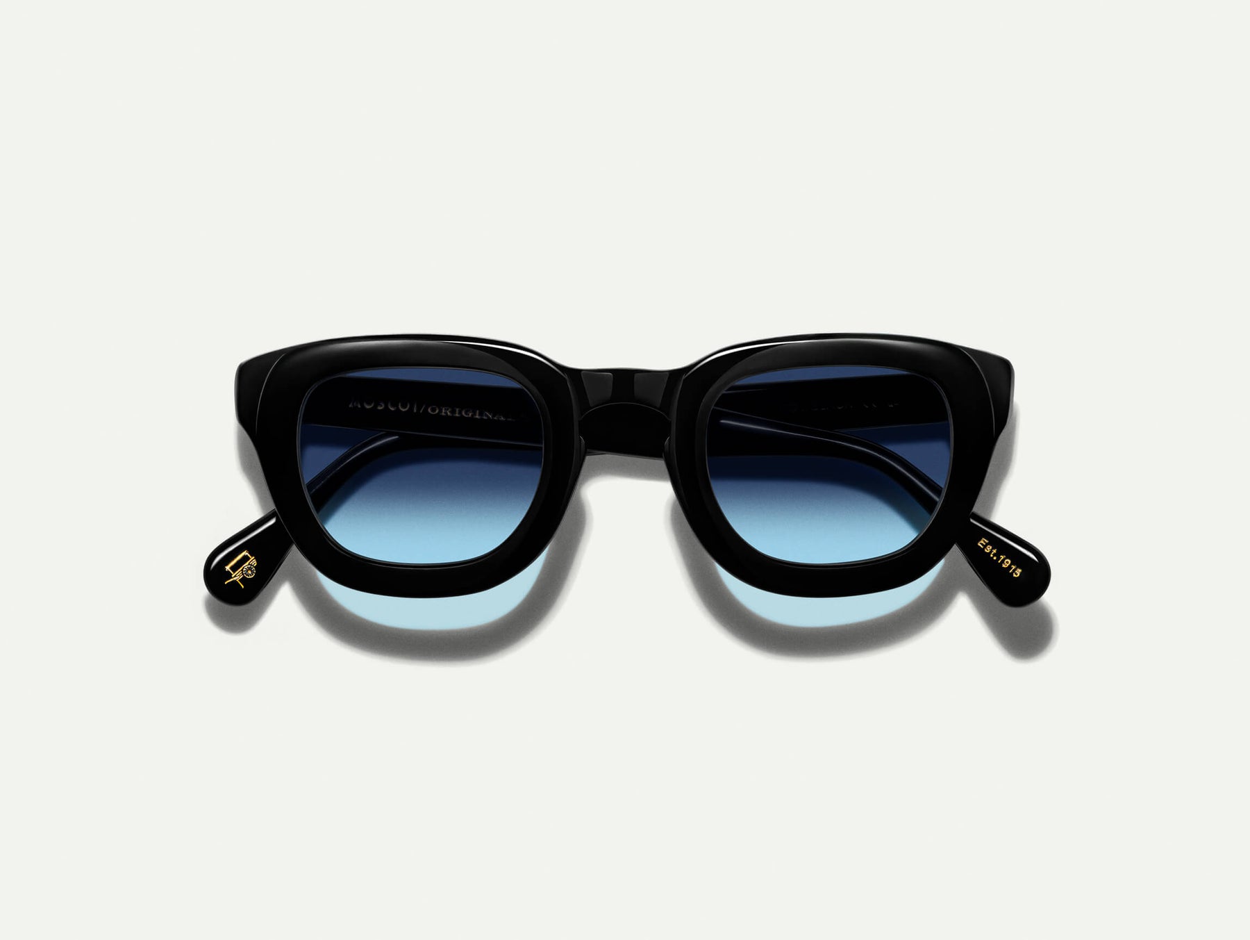 The TELENA in Black with Denim Blue Tinted Lenses The TELENA in Black with Denim Blue Tinted Lenses