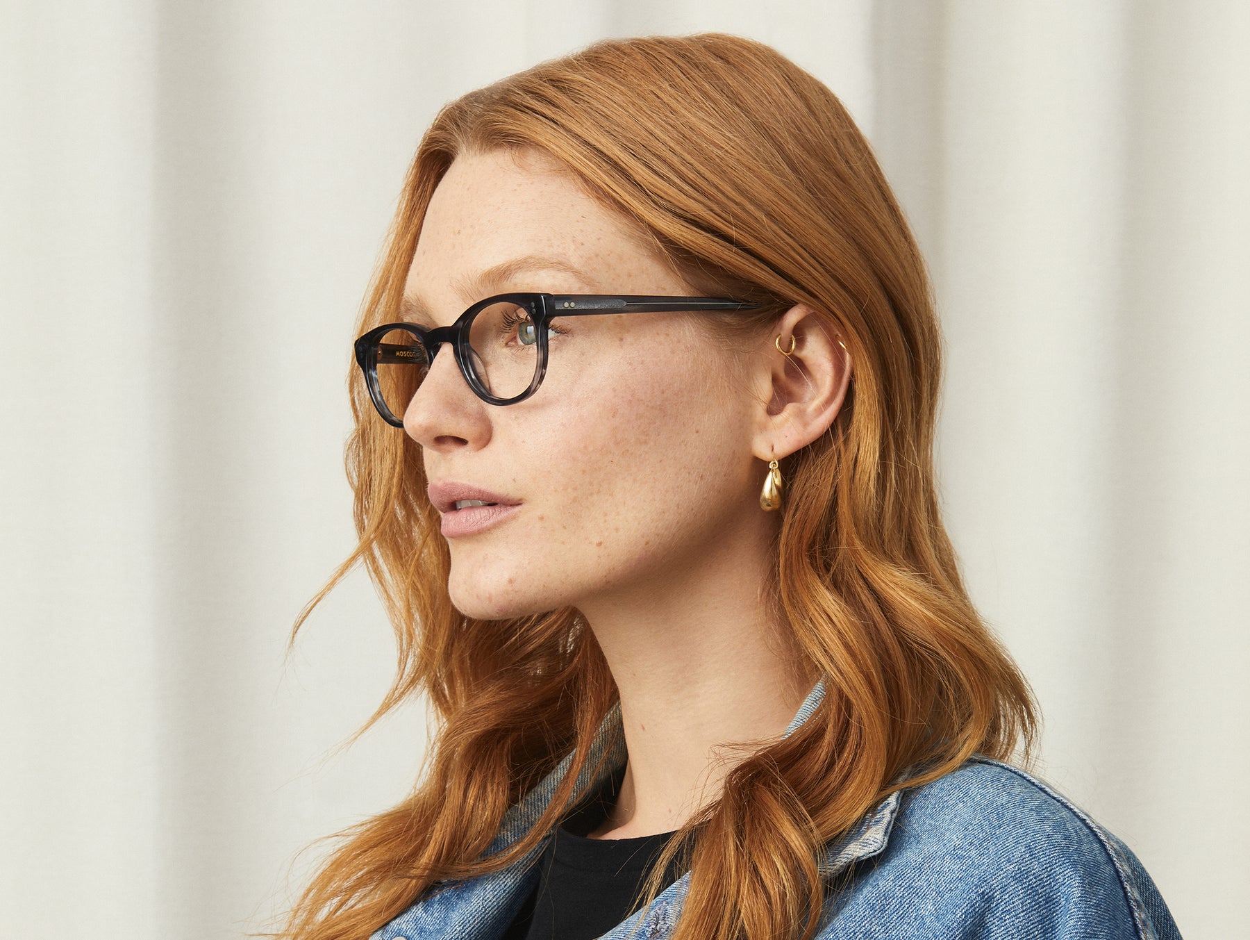 Model is wearing The COURTNEY in size 45 in Blue Ink Model is wearing The COURTNEY in size 45 in Blue Ink