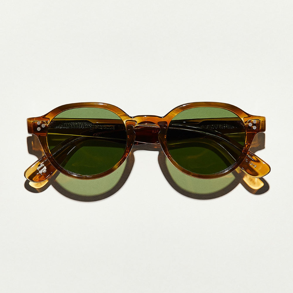 #color_honey blonde | The EZRA SUN in Honey Blonde with Calibar Green Glass Lenses