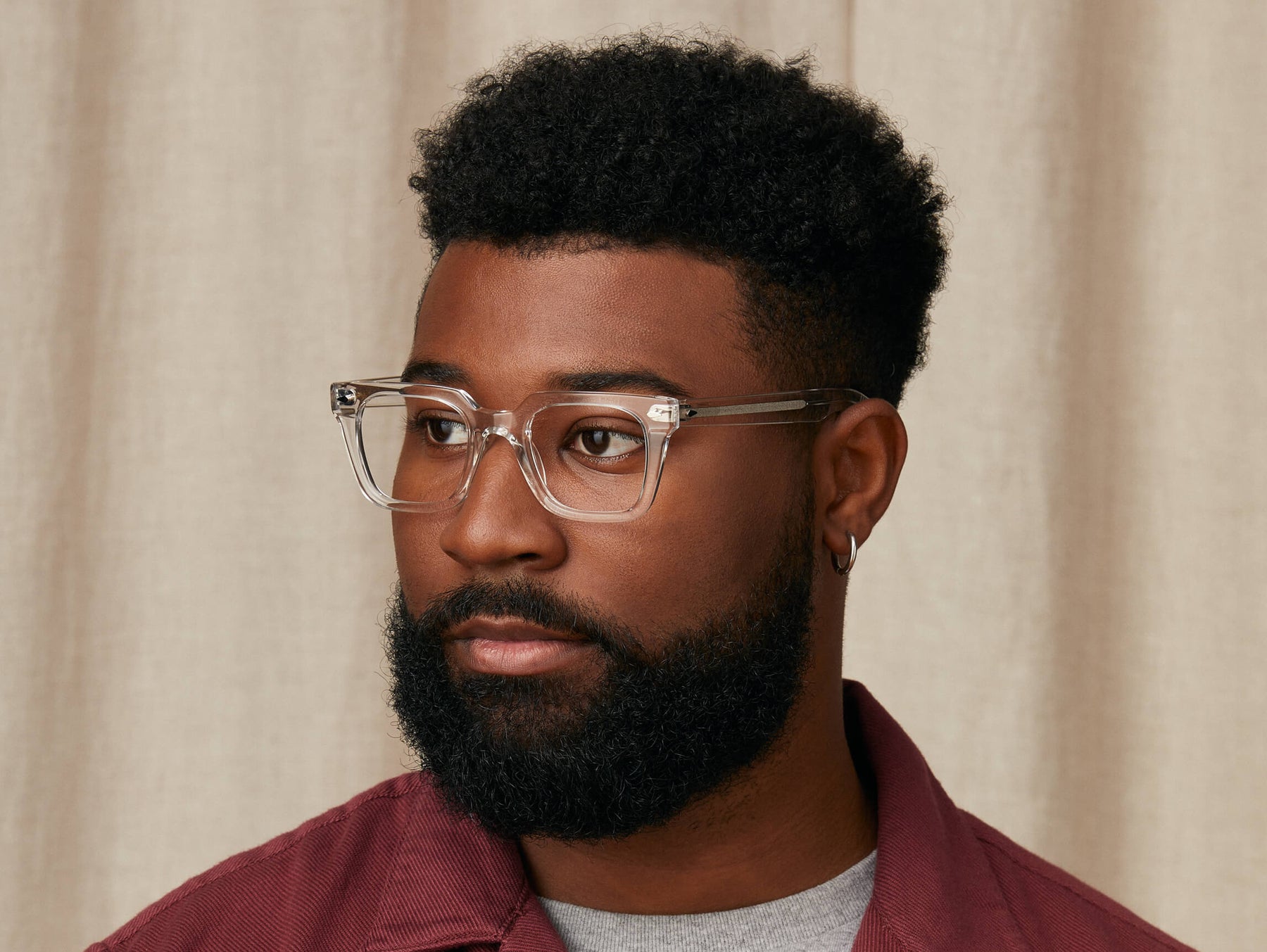 Model is wearing The GROBER in size 48 in Crystal Model is wearing The GROBER in size 48 in Crystal