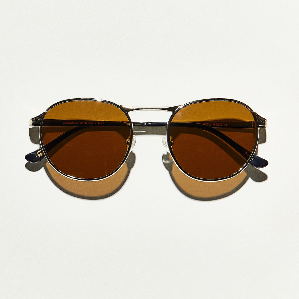 #color_raw gold | The GROYSE SUN in Raw Gold with Cosmitan Brown Glass Lenses