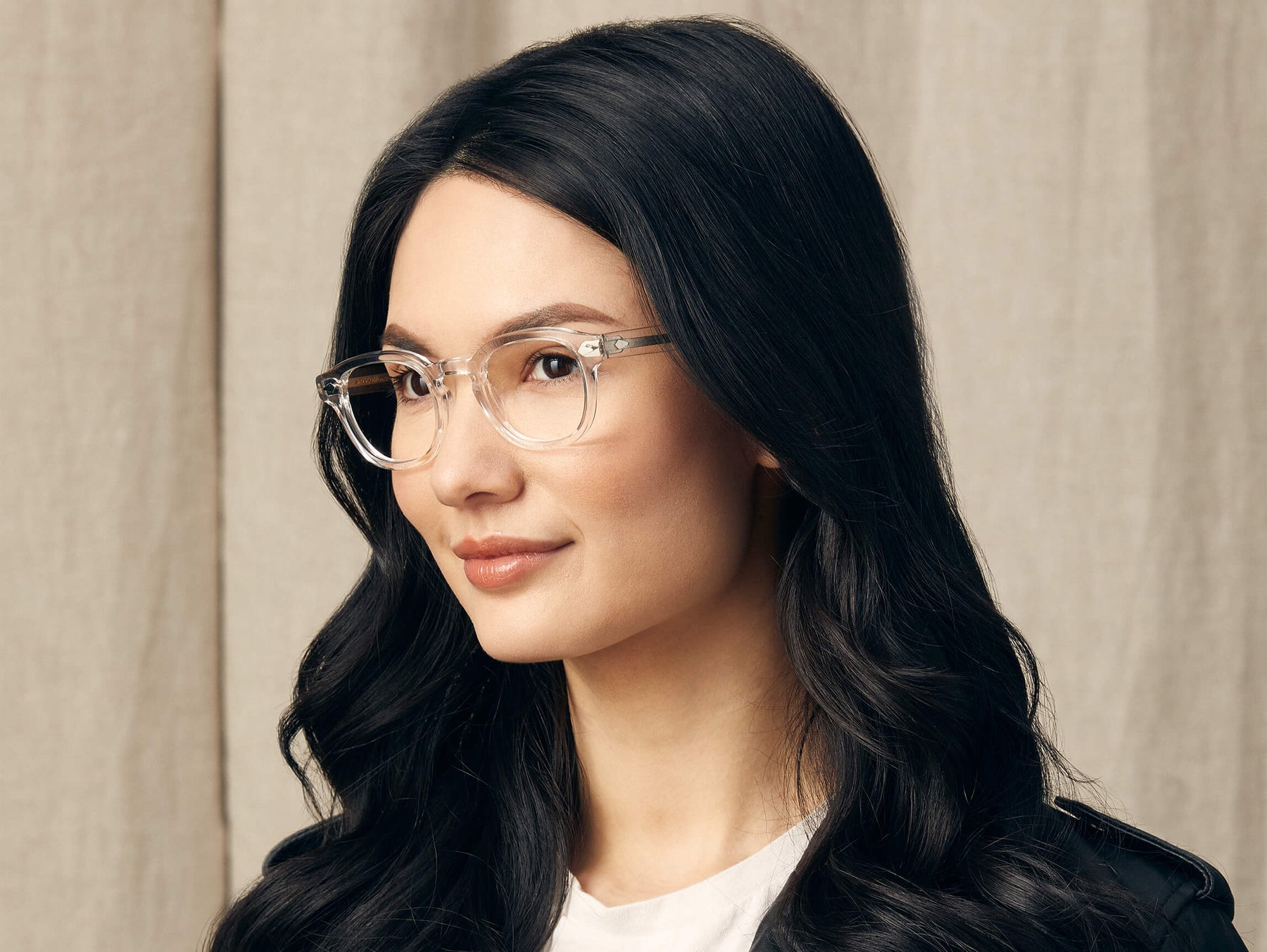 Model is wearing The LEMTOSH in size 49 in Crystal Model is wearing The LEMTOSH in size 49 in Crystal