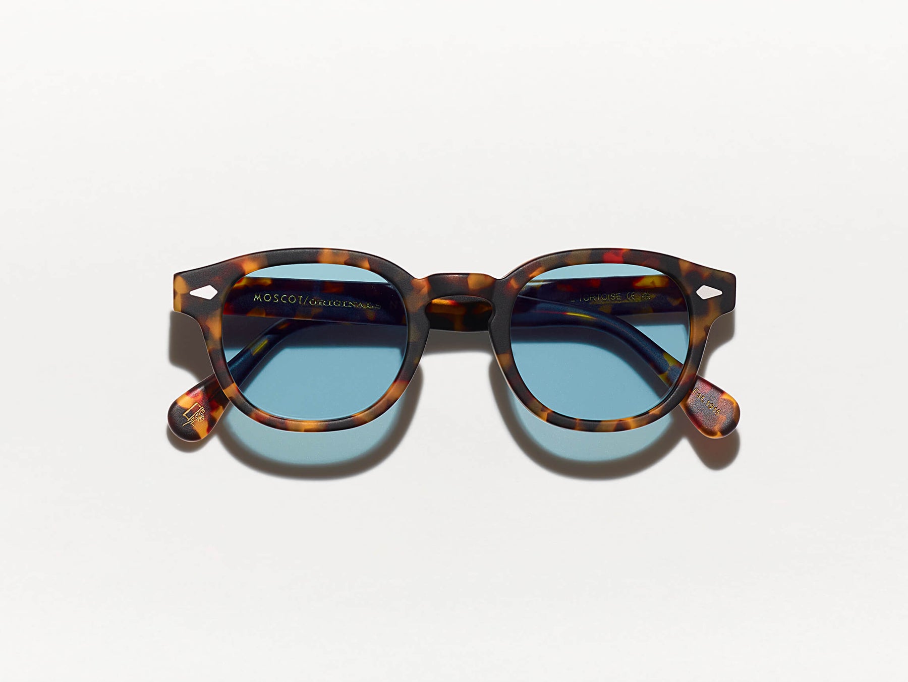 The LEMTOSH SUN in Matte Tortoise with Blue Glass Lenses The LEMTOSH SUN in Matte Tortoise with Blue Glass Lenses
