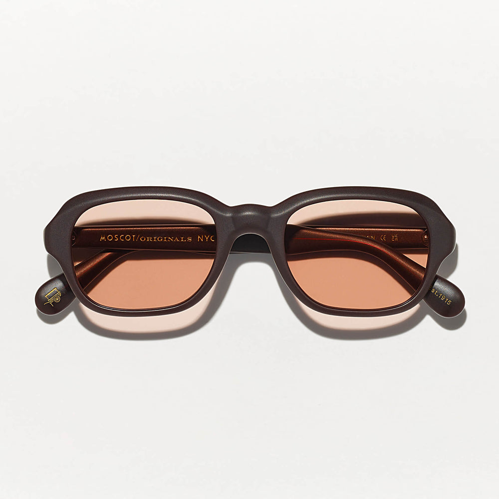 #color_matte dark brown | The MESHUG SUN in Matte Dark Brown with New York Rose Tinted Lenses