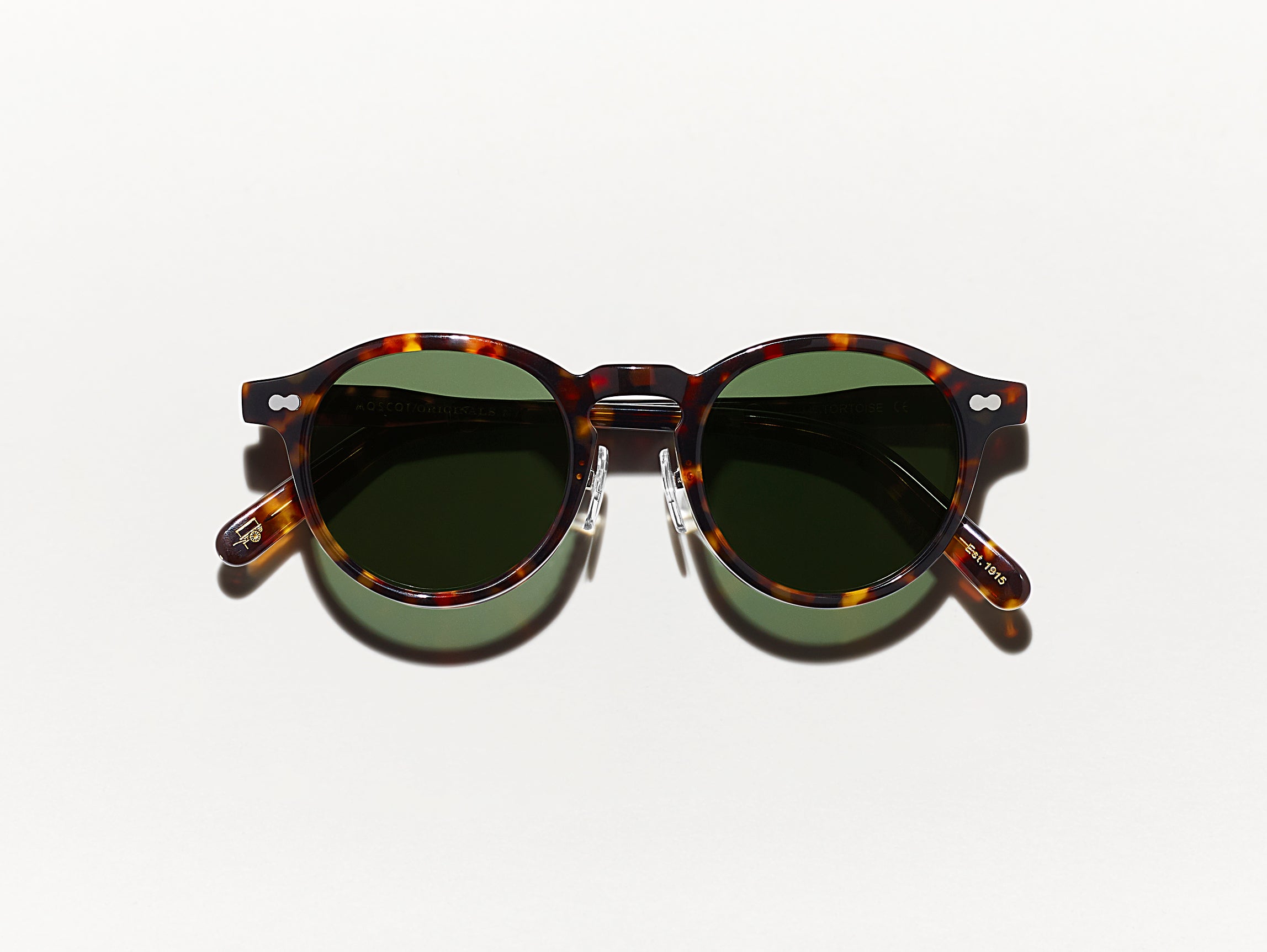 The MILTZEN SUN W/ METAL NOSE PADS in Tortoise with G-15 Glass Lenses