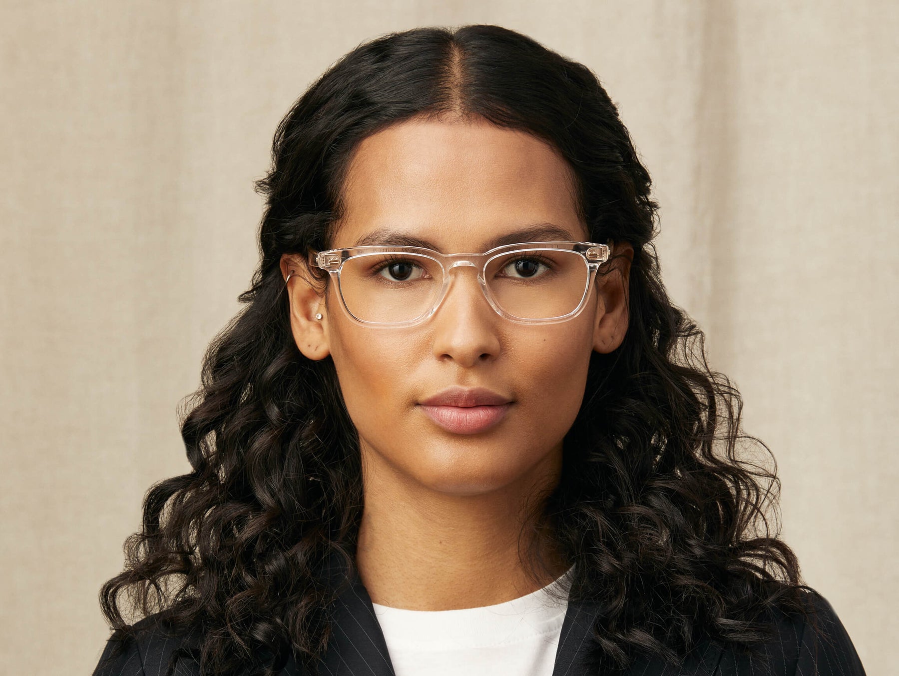 Model is wearing The MOBBLE in size 50 in Crystal Model is wearing The MOBBLE in size 50 in Crystal