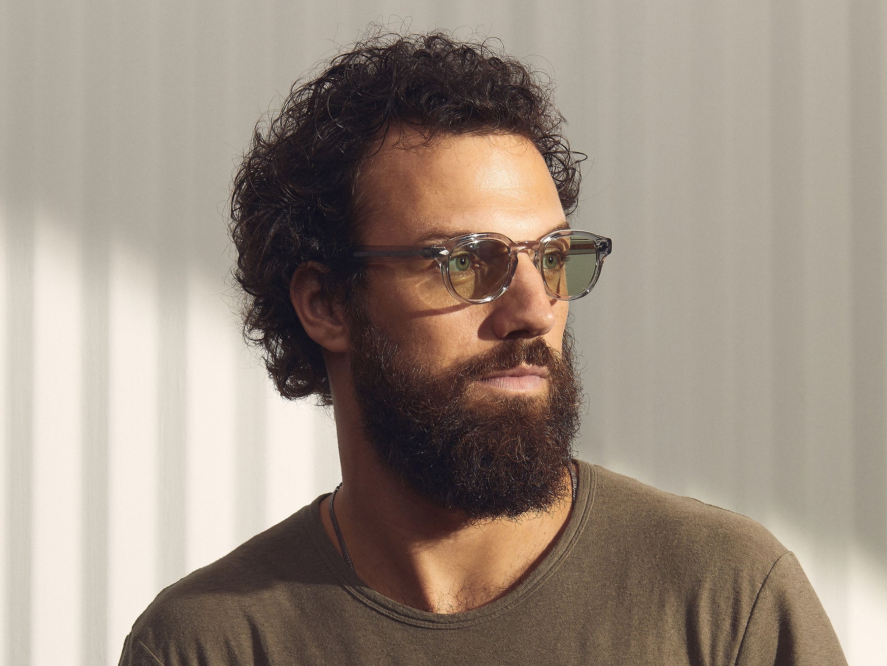 Model is wearing The LEMTOSH in Light Grey in size 46 with Limelight Tinted Lenses Model is wearing The LEMTOSH in Light Grey in size 46 with Limelight Tinted Lenses