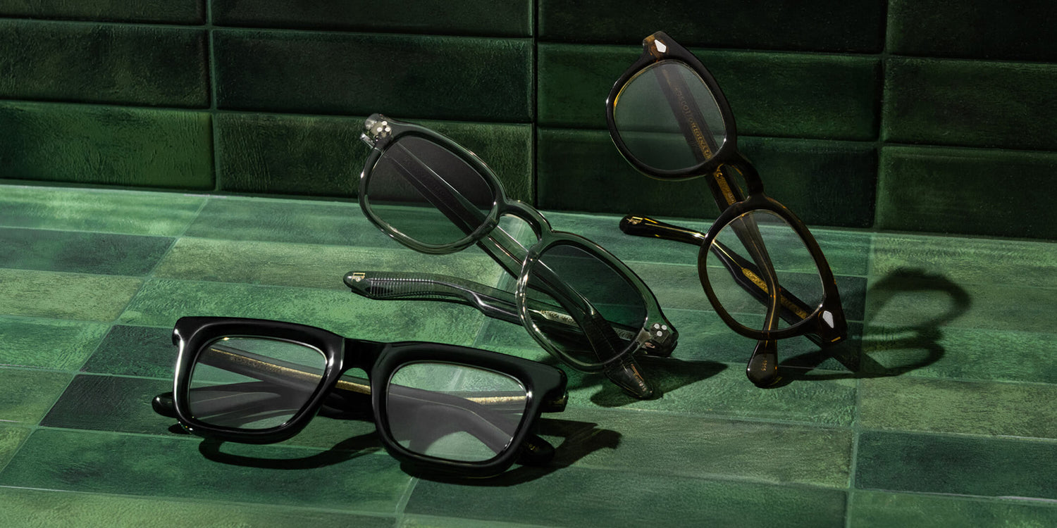 Green eyeglasses and sunglasses