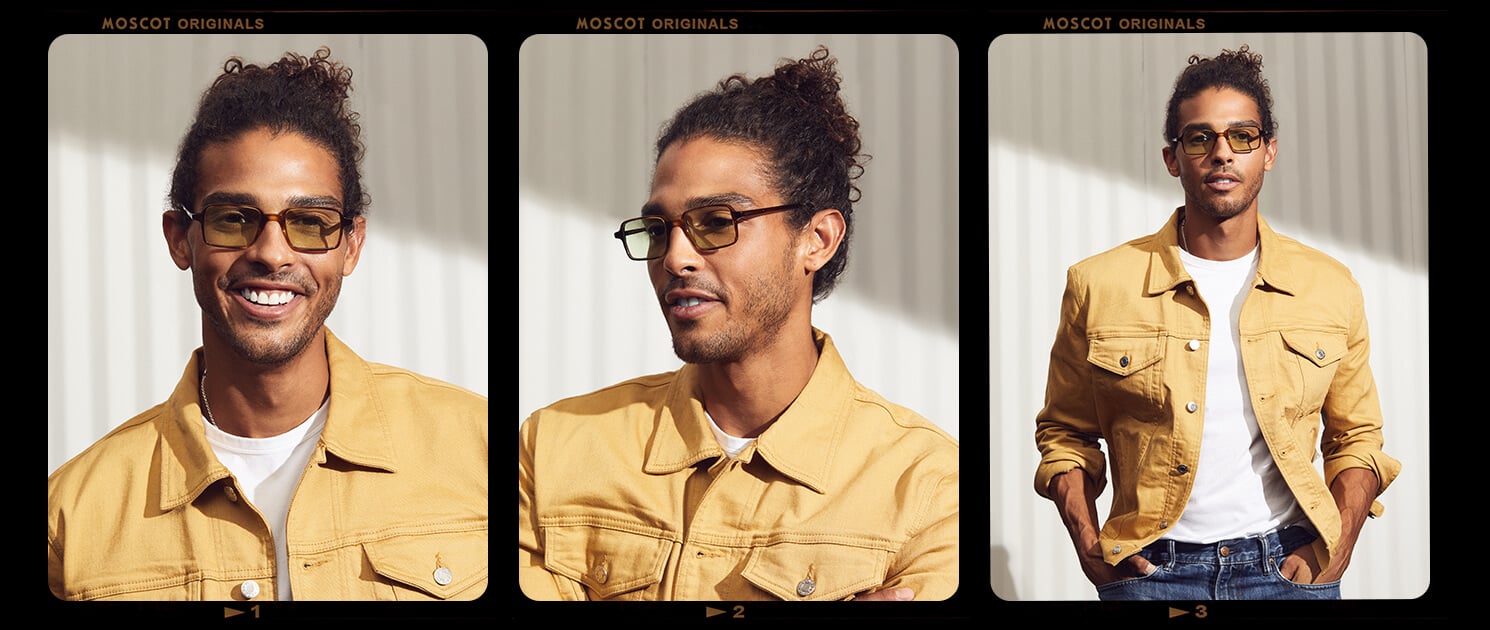 Model is wearing The SHINDIG SUN in Tobacco in size 50 with Limelight Tinted Lenses