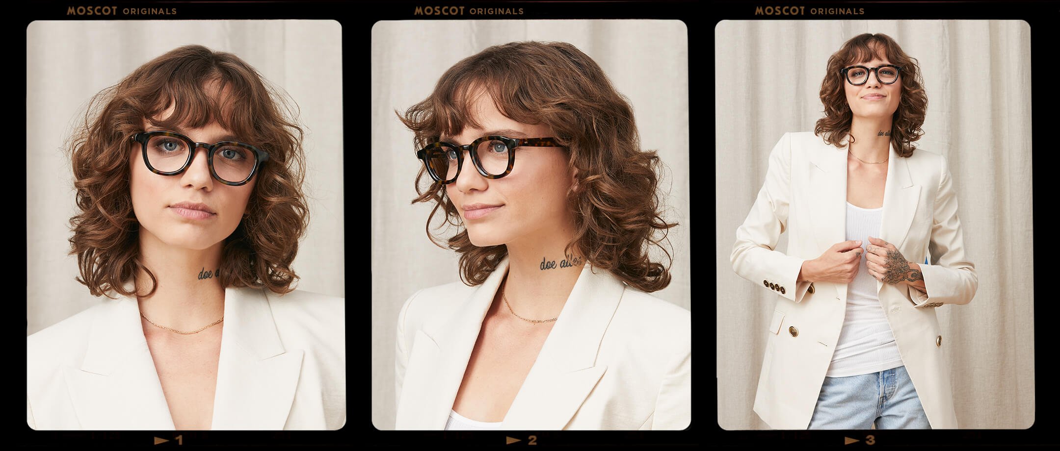 Model is wearing The DAHVEN in size 44 in Tortoise