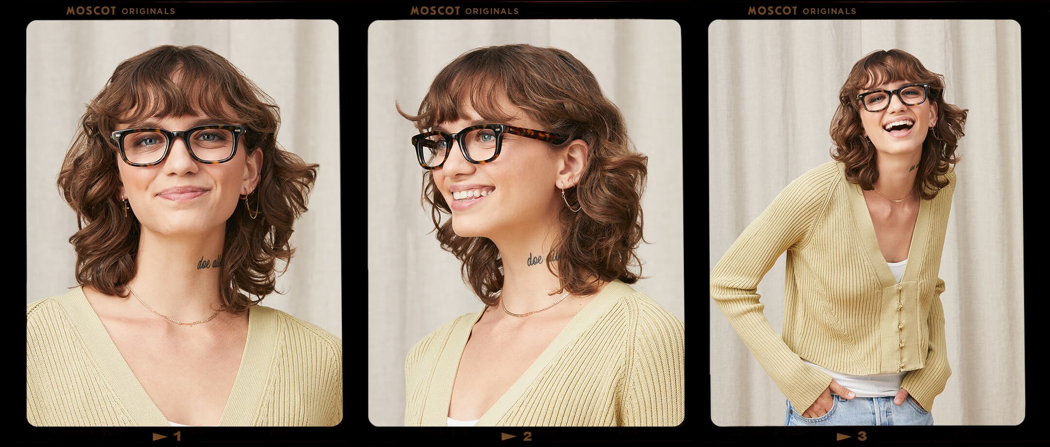 Model is wearing The KLUTZ in size 47 in Tortoise