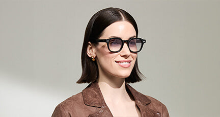 Model is wearing The DOLT in Black with Custom Made Tints