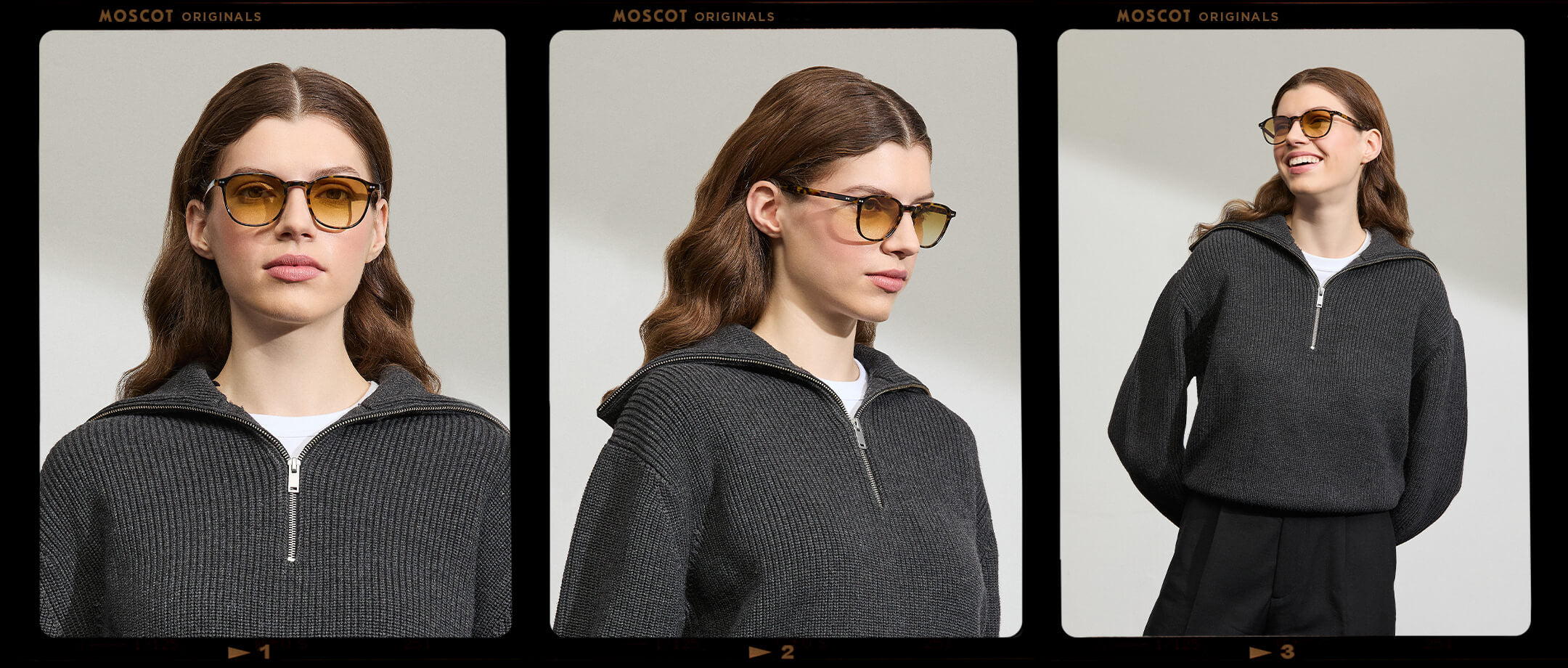 Model is wearing The ARTHUR in Tortoise in size 51 with Chestnut Fade Tinted Lenses