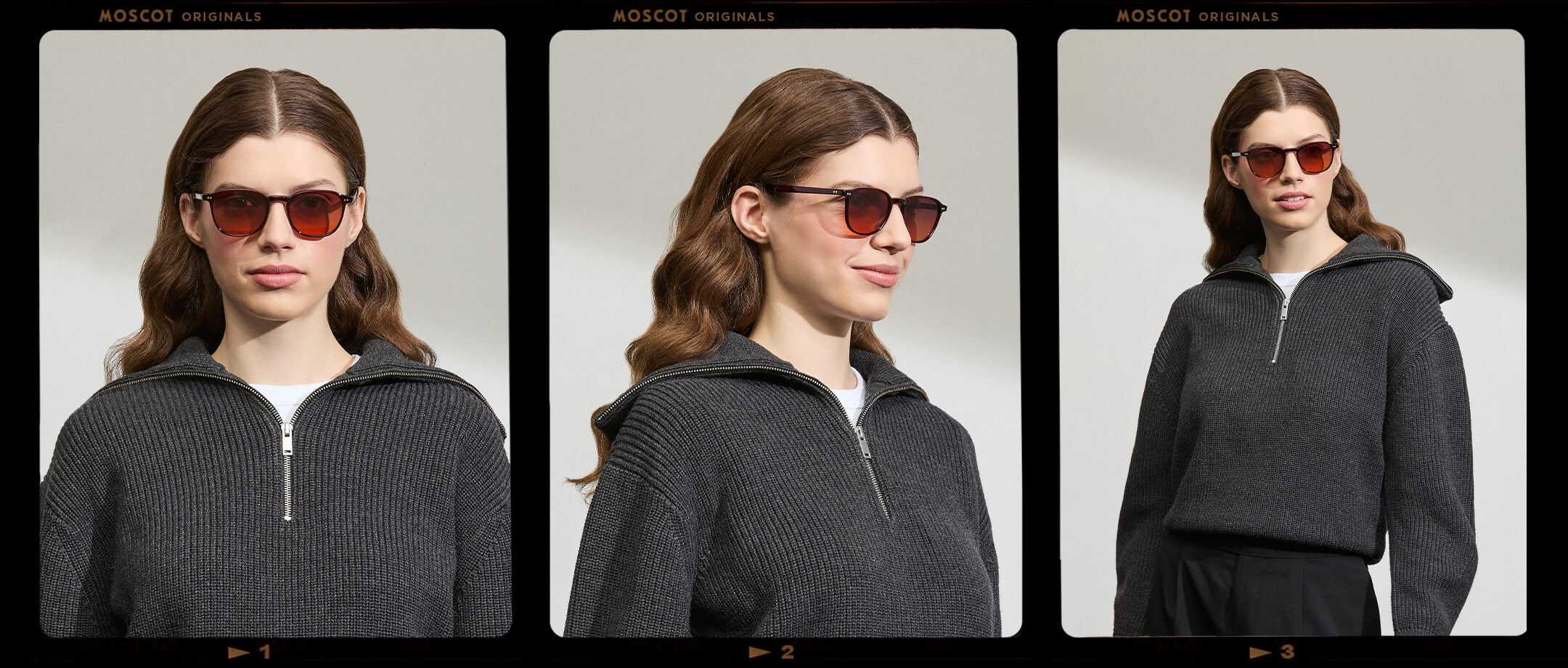 Model is wearing The ARTHUR in Burgundy in size 51 with Cabernet Tinted Lenses