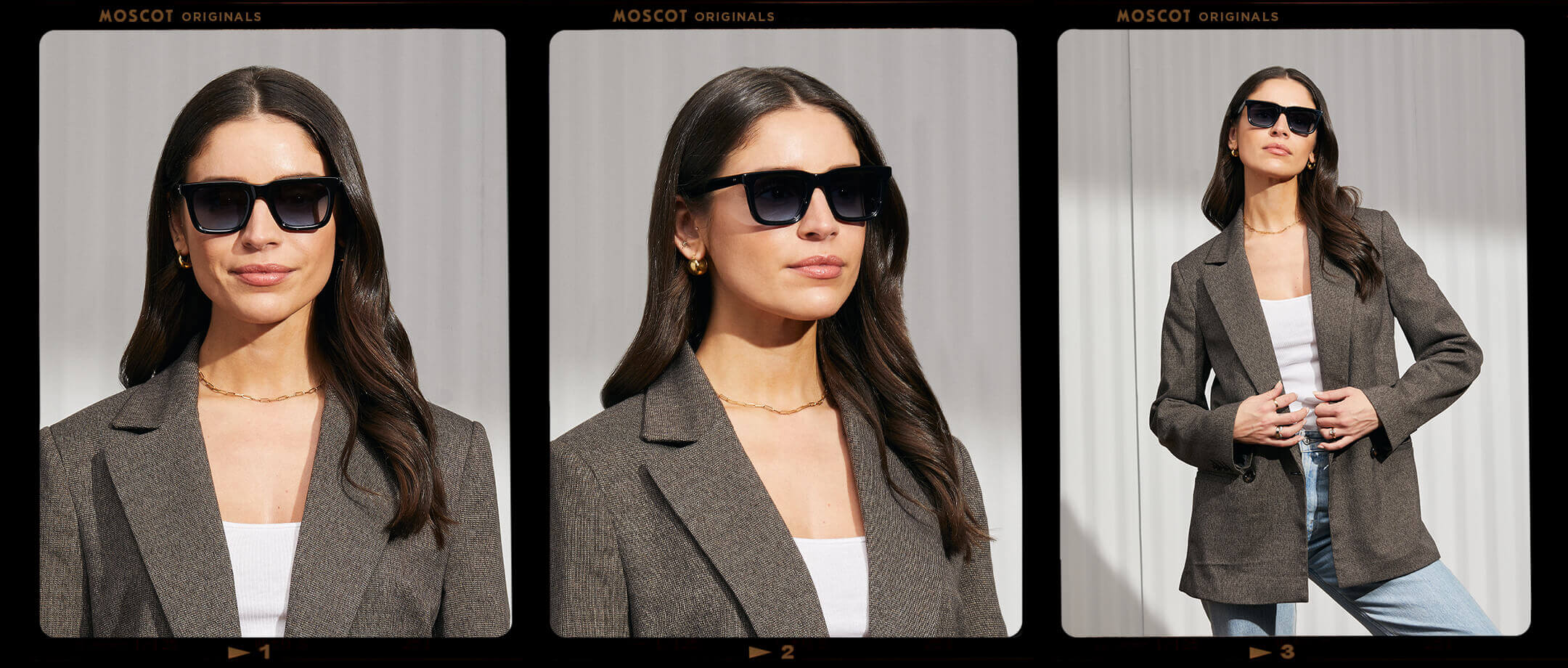 Model is wearing The RIZIK in Black in size 49 with Denim Blue Tinted Lenses