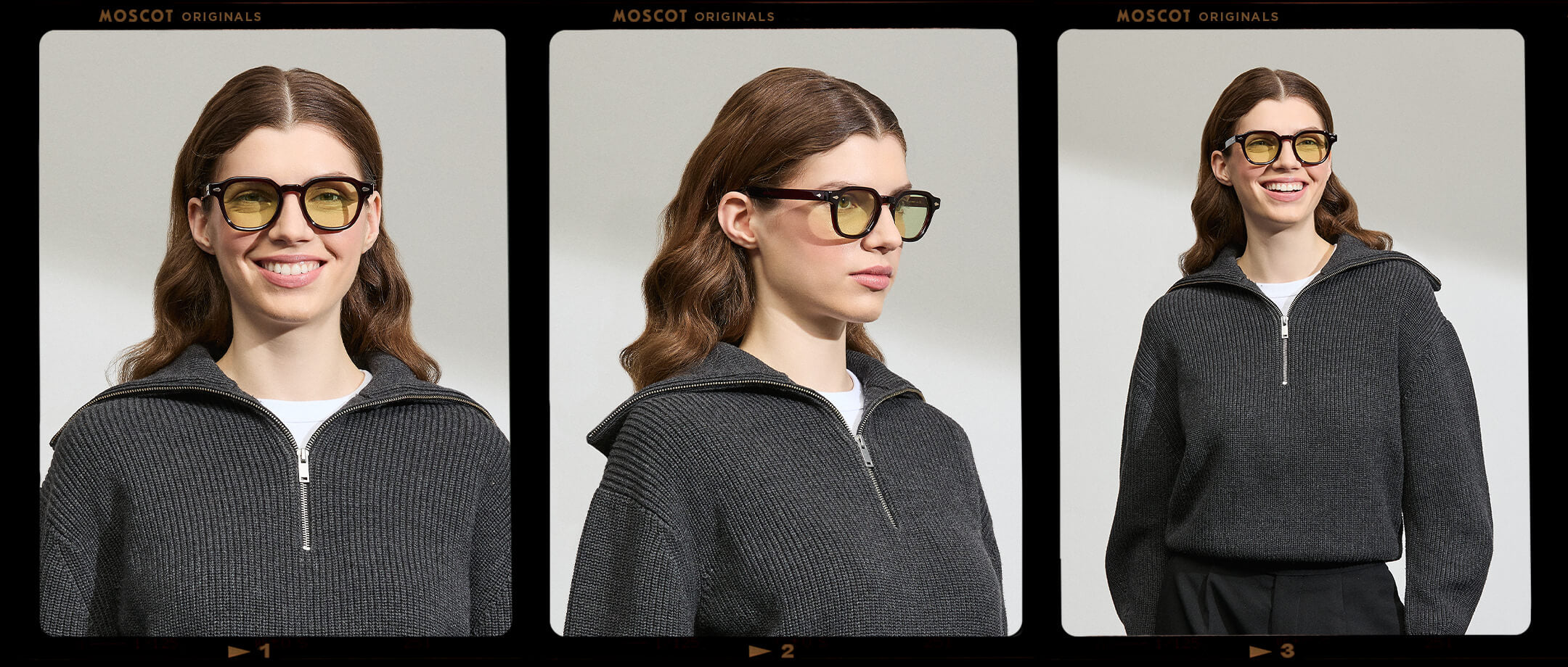 Model is wearing The DOLT in Burgundy in size 49 with GREEN+ Lenses