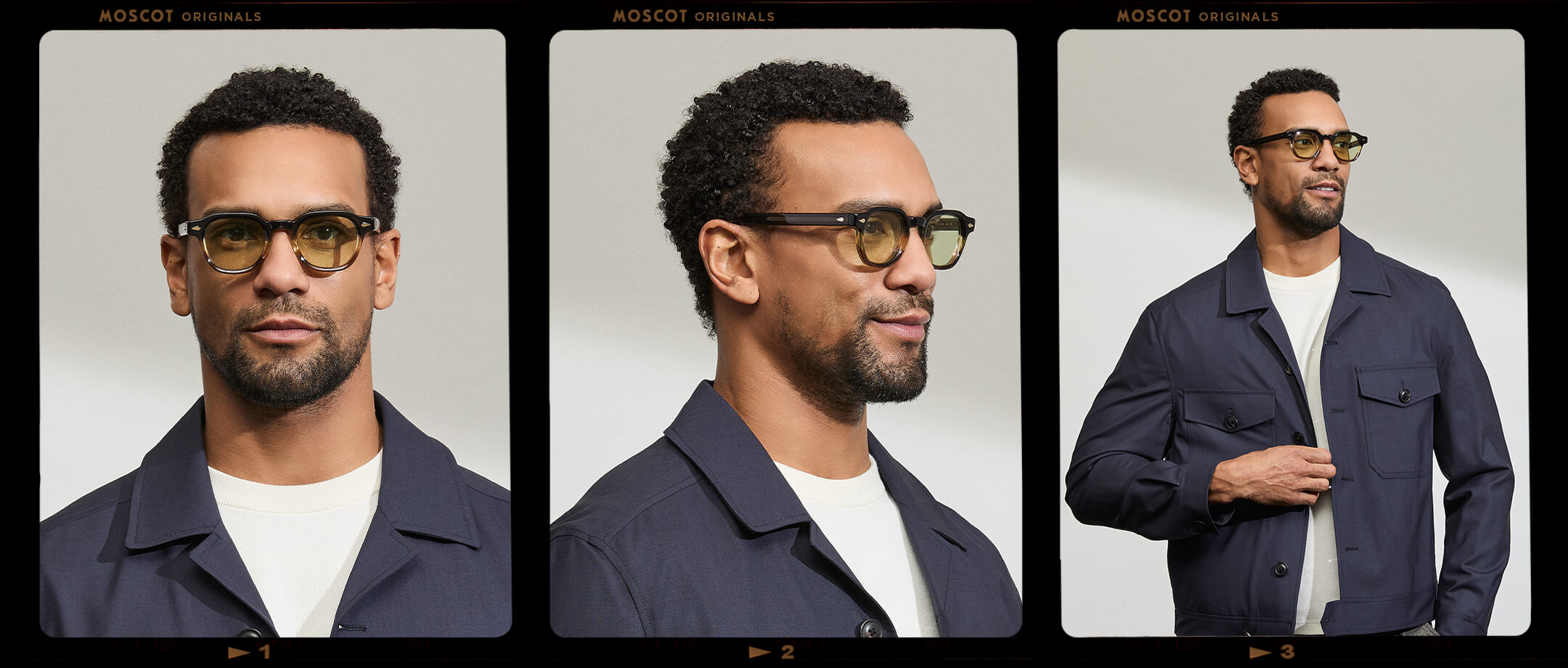 Model is wearing The DOLT in Grey-Brown Fade in size 46 with GREEN+ Lenses