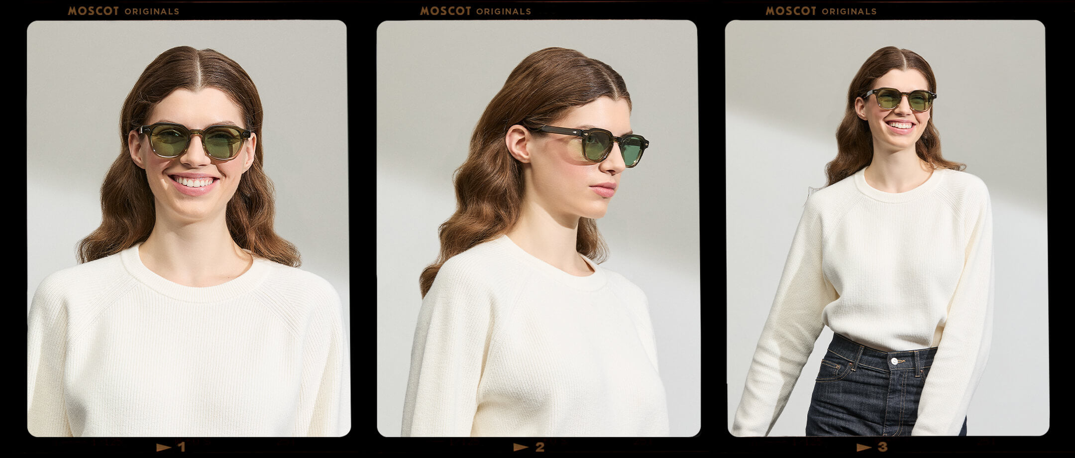 Model is wearing The DOLT in Khaki in size 49 with GREEN+ Lenses