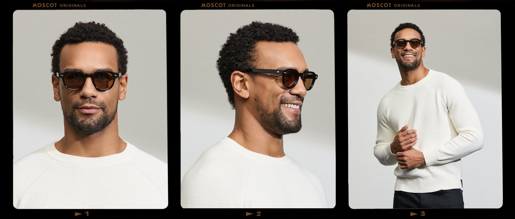 Model is wearing The DOLT in Navy in size 46 with AMBER+ Lenses