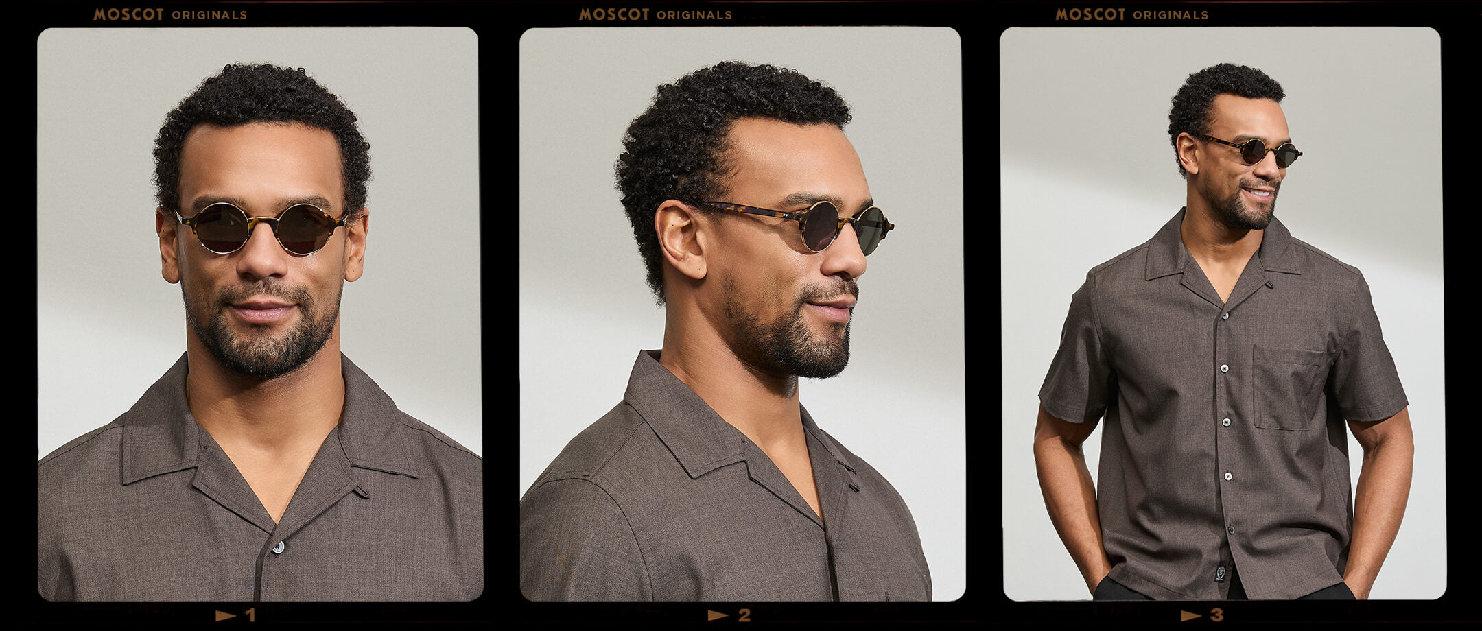 Model is wearing The DIBBIK SUN in size 45 in Tortoise with G-15 Tinted Lenses