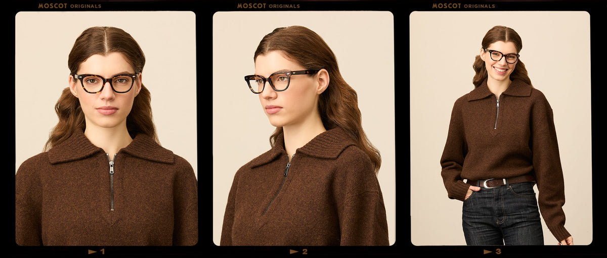 Model is wearing The SHANEKITE in size 49 in Classic Havana