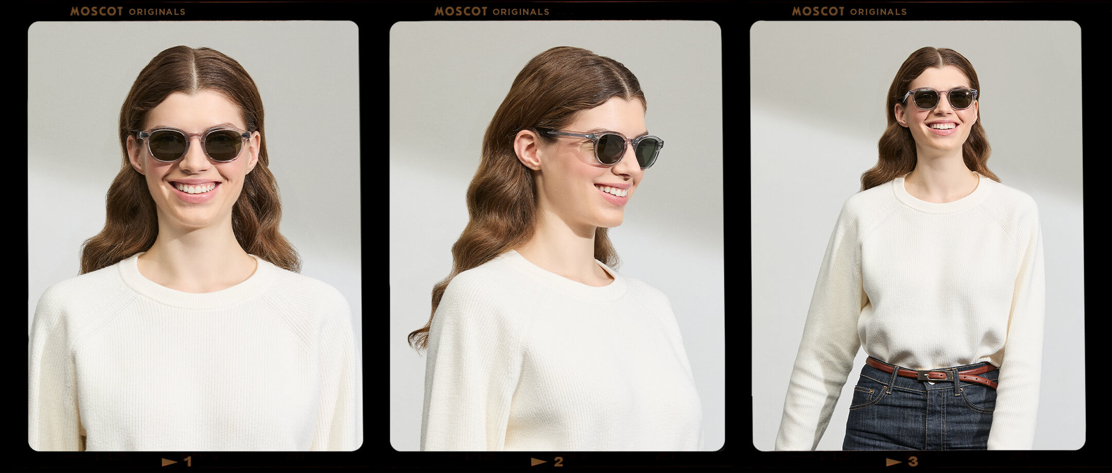 Model is wearing The LEMTOSH SUN-POLARIZED in size 49 in Light Grey with G-15 Glass Polarized Lenses 
