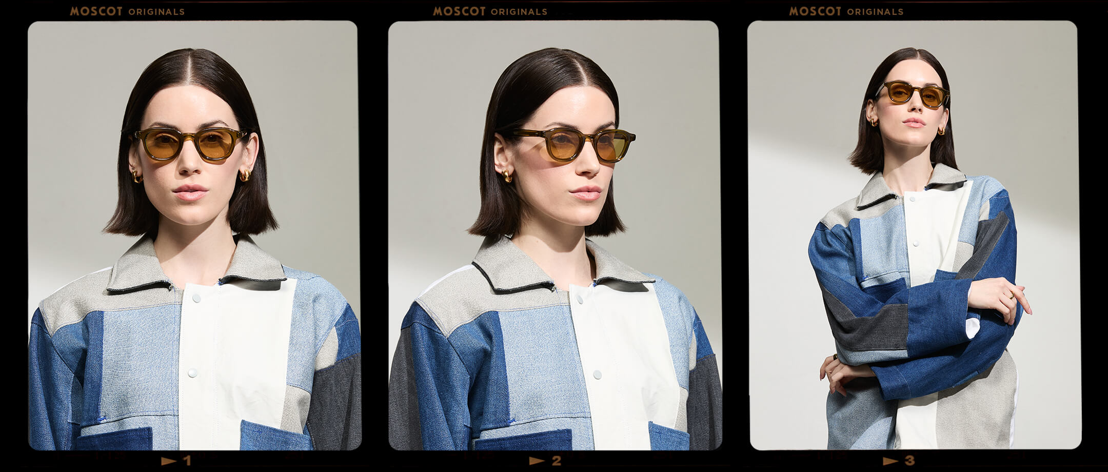 Model is wearing The DAHVEN in Olive Brown in size 44 with Amber Tinted Lenses