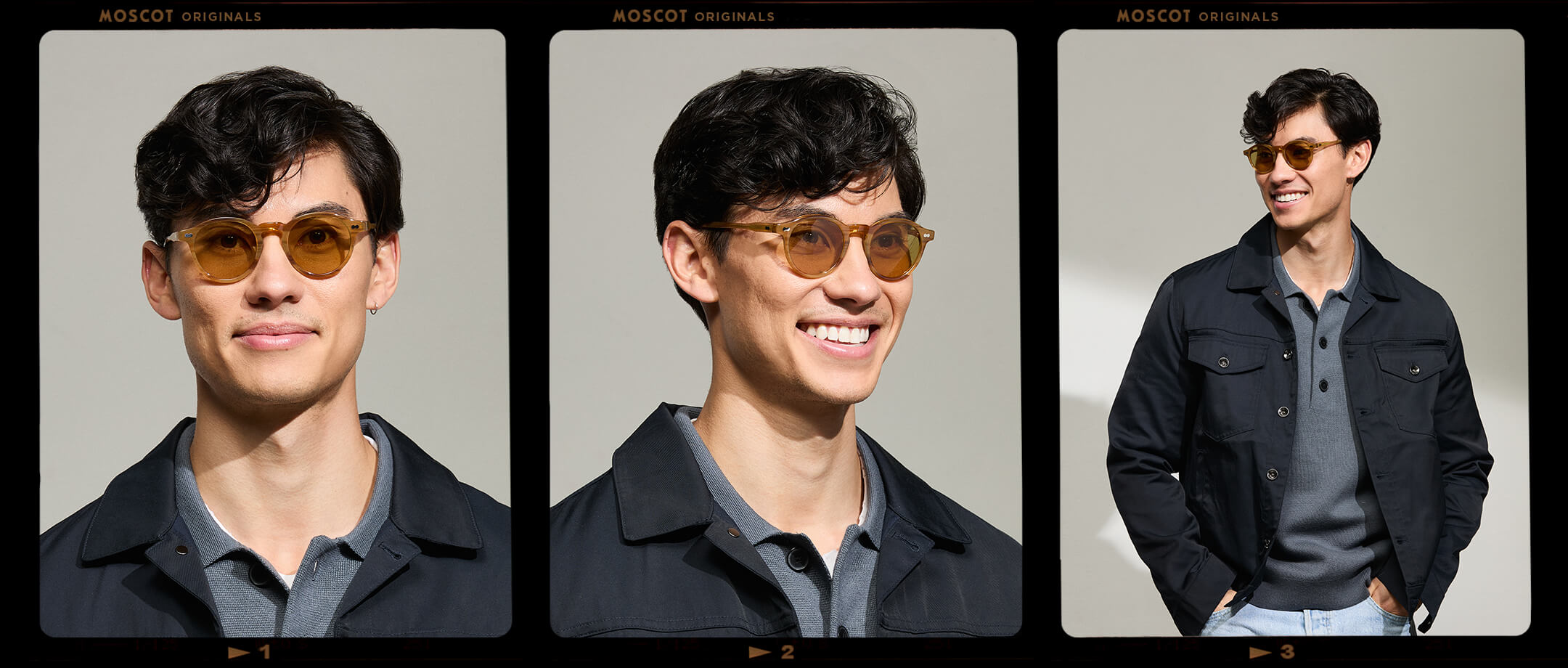 Model is wearing The MILTZEN in Blonde in size 46 with Amber Tinted Lenses