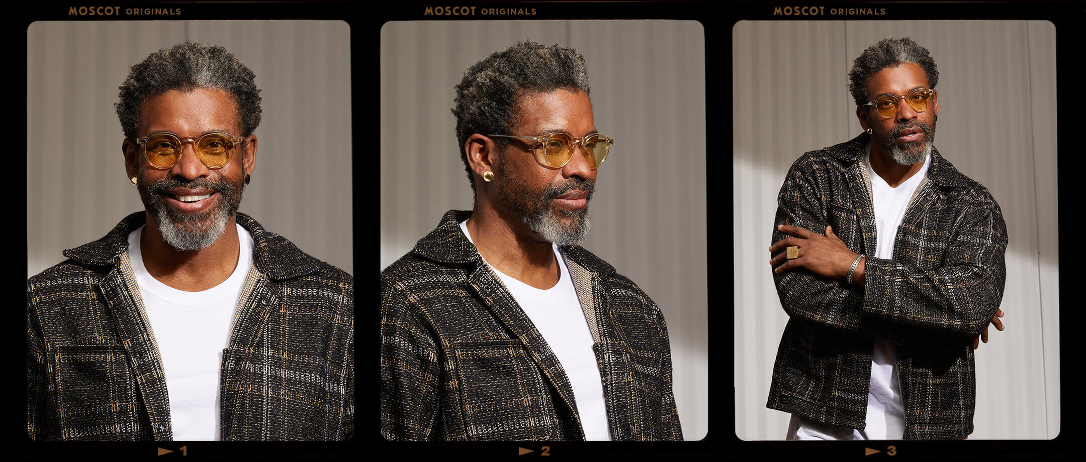 Model is wearing The MILTZEN in Flesh in size 49 with Pastel Yellow Tinted Lenses