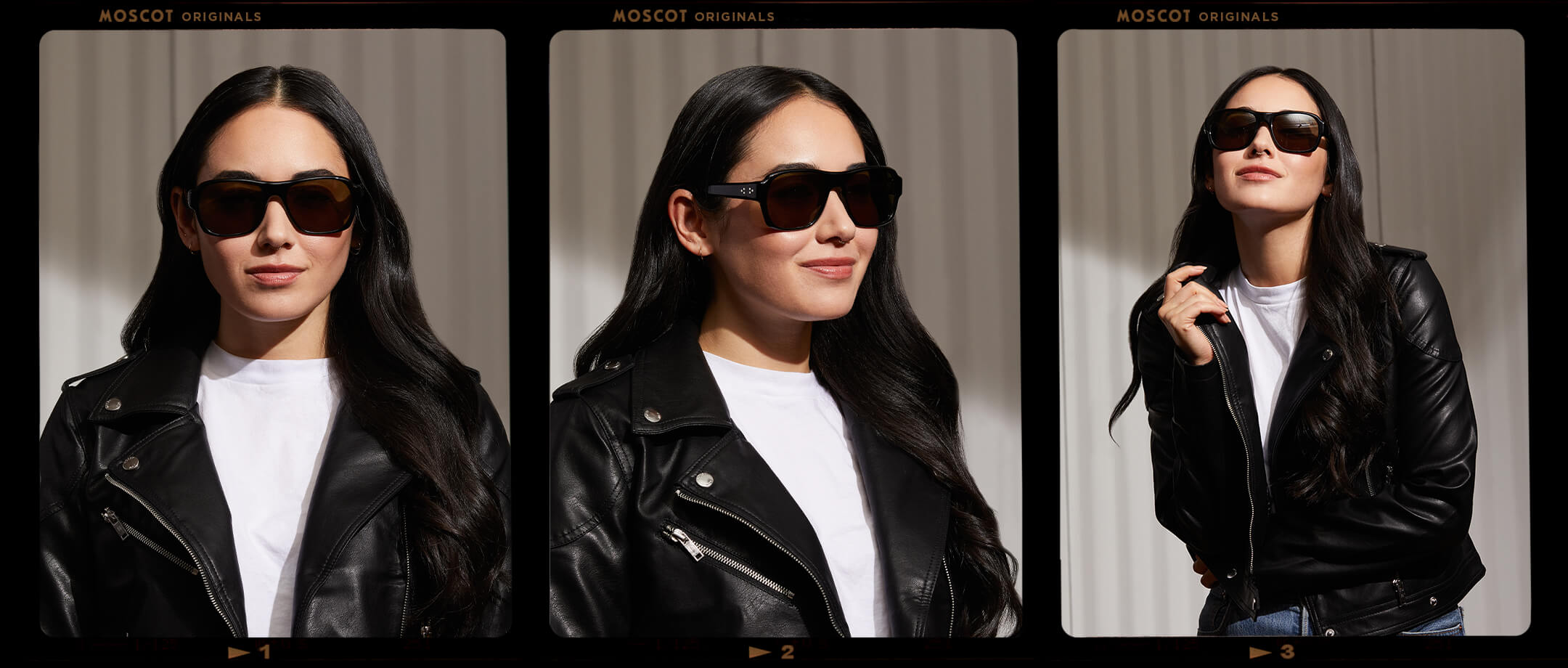 Model is wearing The SHVITZ SUN in Black in size 57 with CR-39 Green Lenses
