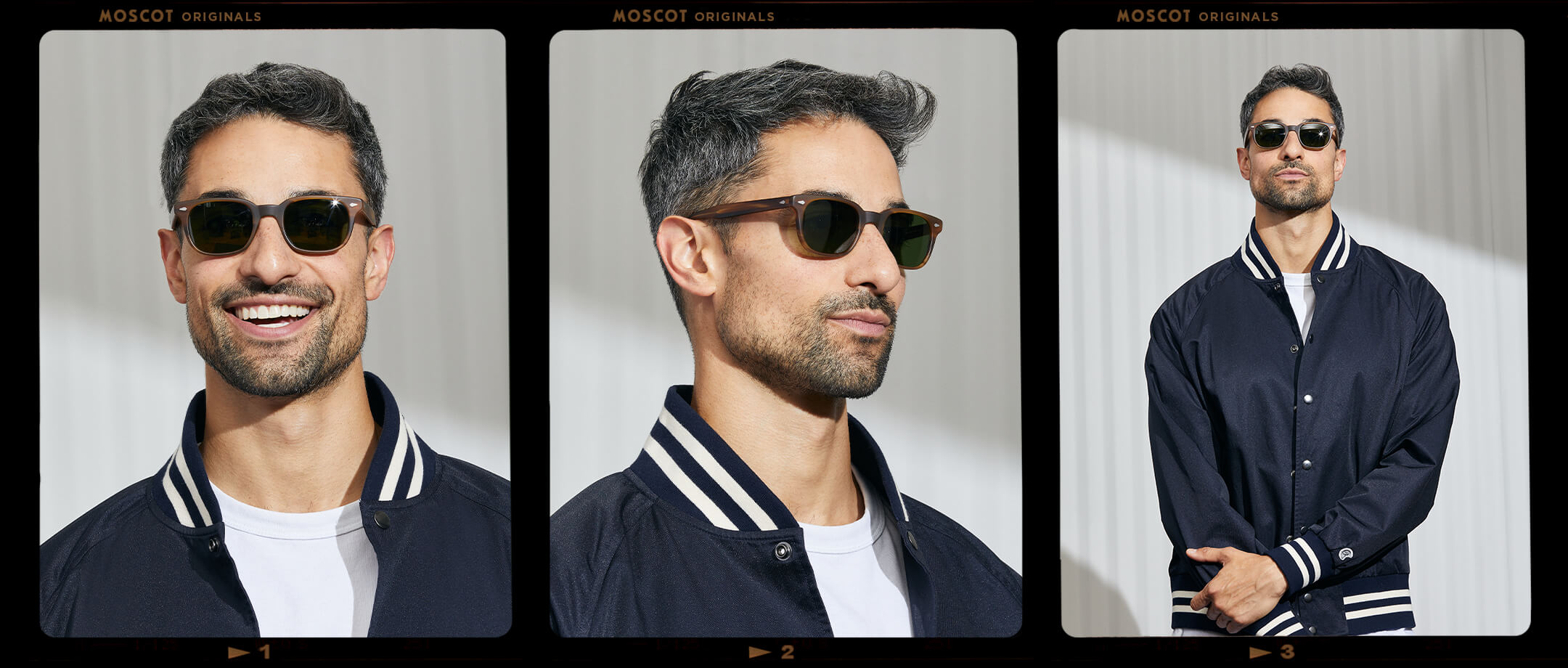 Model is wearing The BOYCHIK SUN in Matte Dark Blonde in size 49 with Calibar Green Glass Lenses