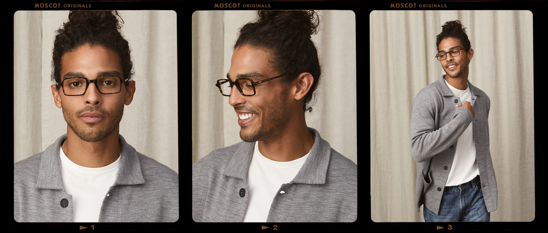 Model is wearing The SHINDIG in size 50 in Tortoise