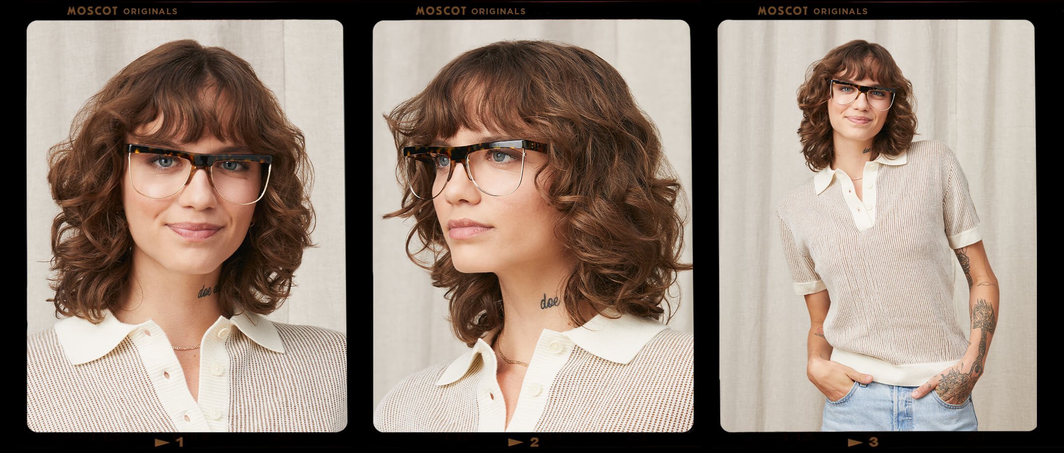 Model is wearing The SHONDA in size 58 in Honey/Tortoise