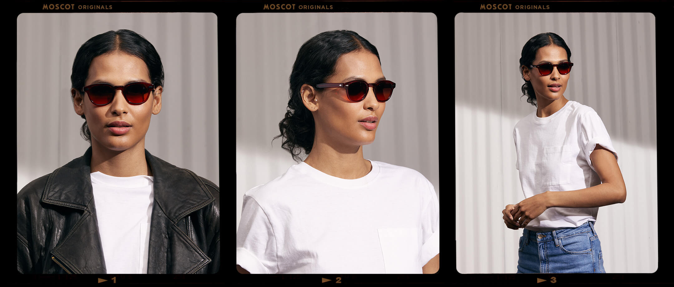 Model is wearing The LEMTOSH in Ruby in size 46 with Cabernet Tinted Lenses