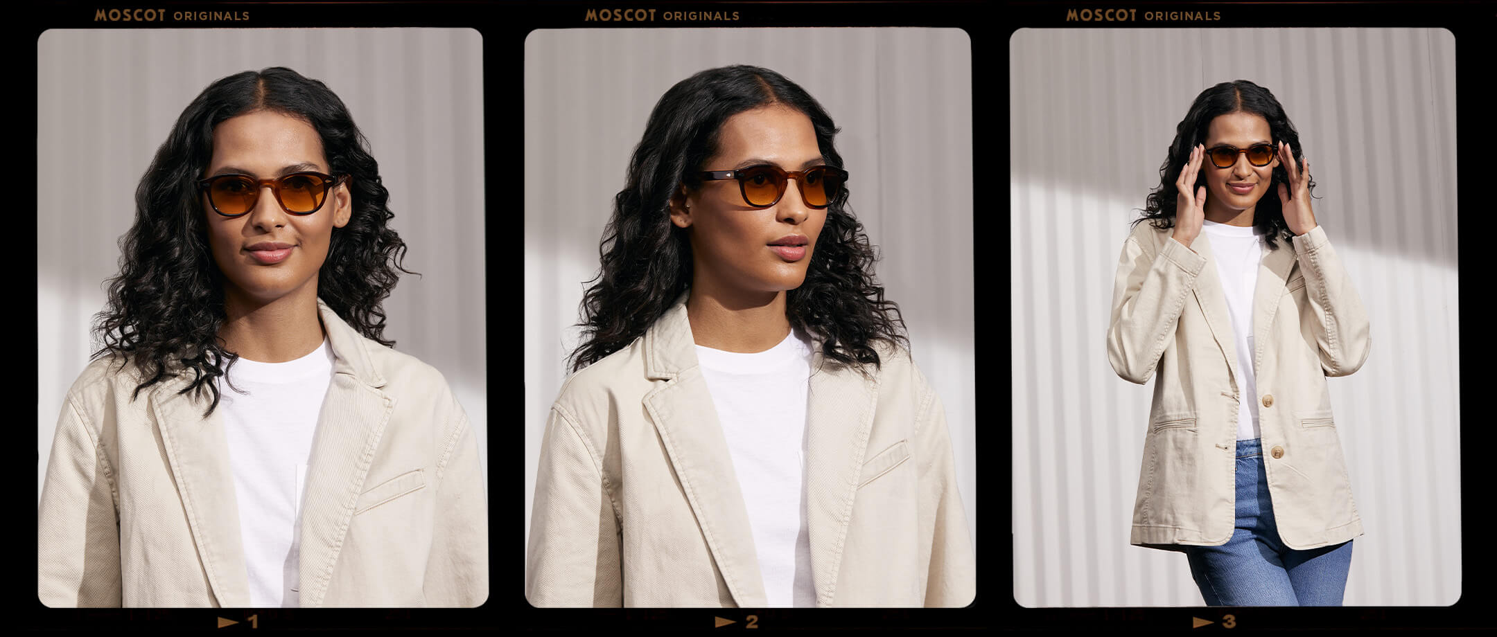 Model is wearing The LEMTOSH in Brown in size 46 with Chestnut Fade Tinted Lenses