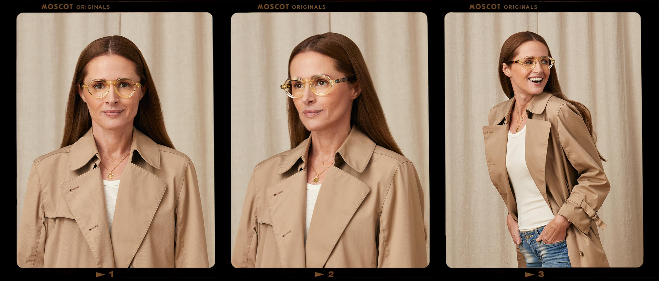 Model is wearing The FOYGEL in size 46 in Citron/Tortoise