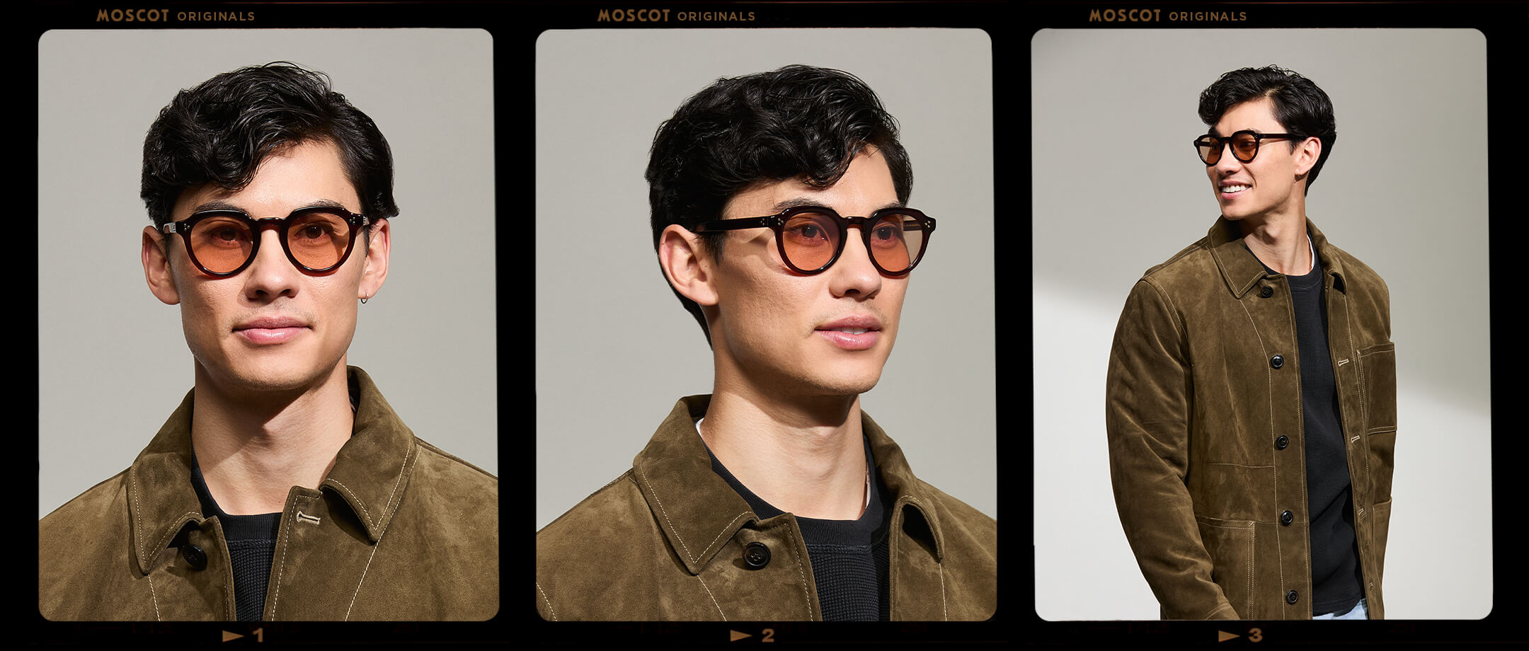 Model is wearing The GAVOLT SUN in Burgundy in size 48 with New York Rose Tinted Lenses