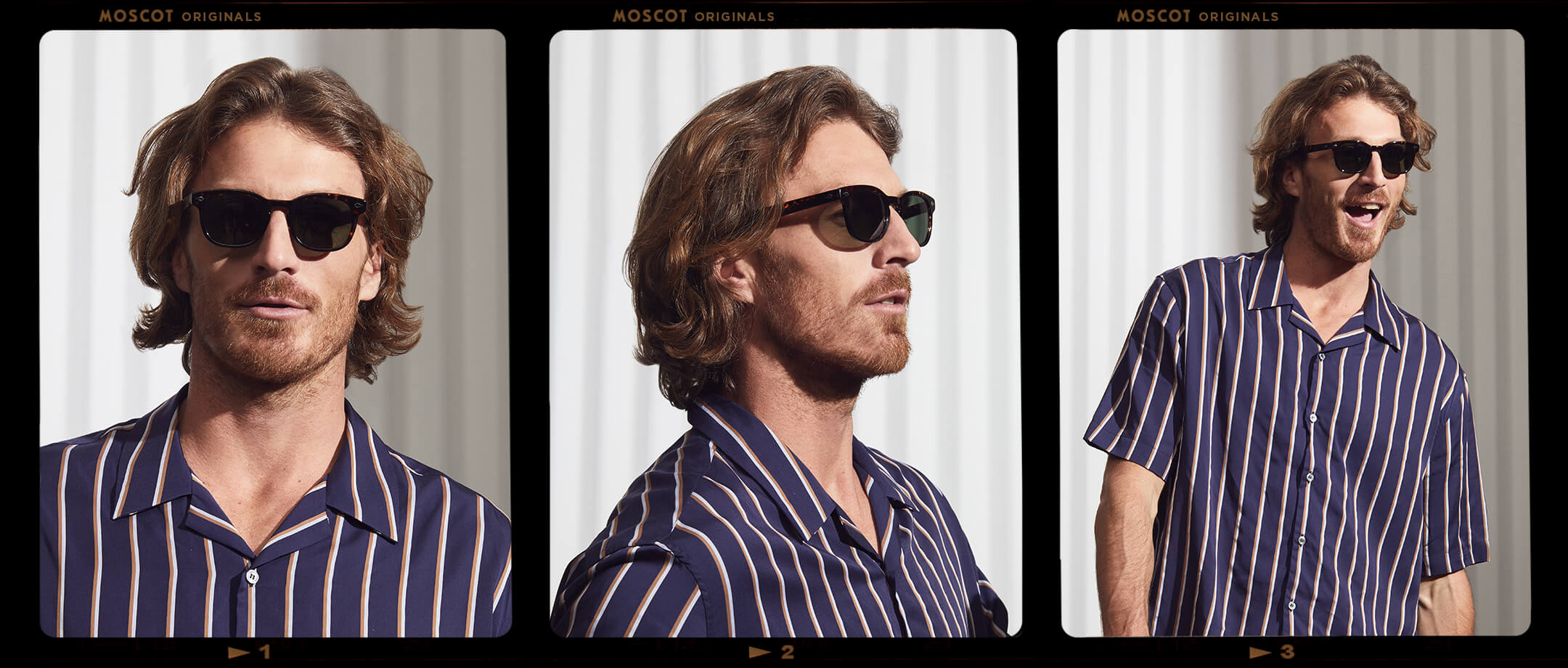 Model is wearing The GELT SUN in Dark Havana in size 49 with G-15 Glass Lenses