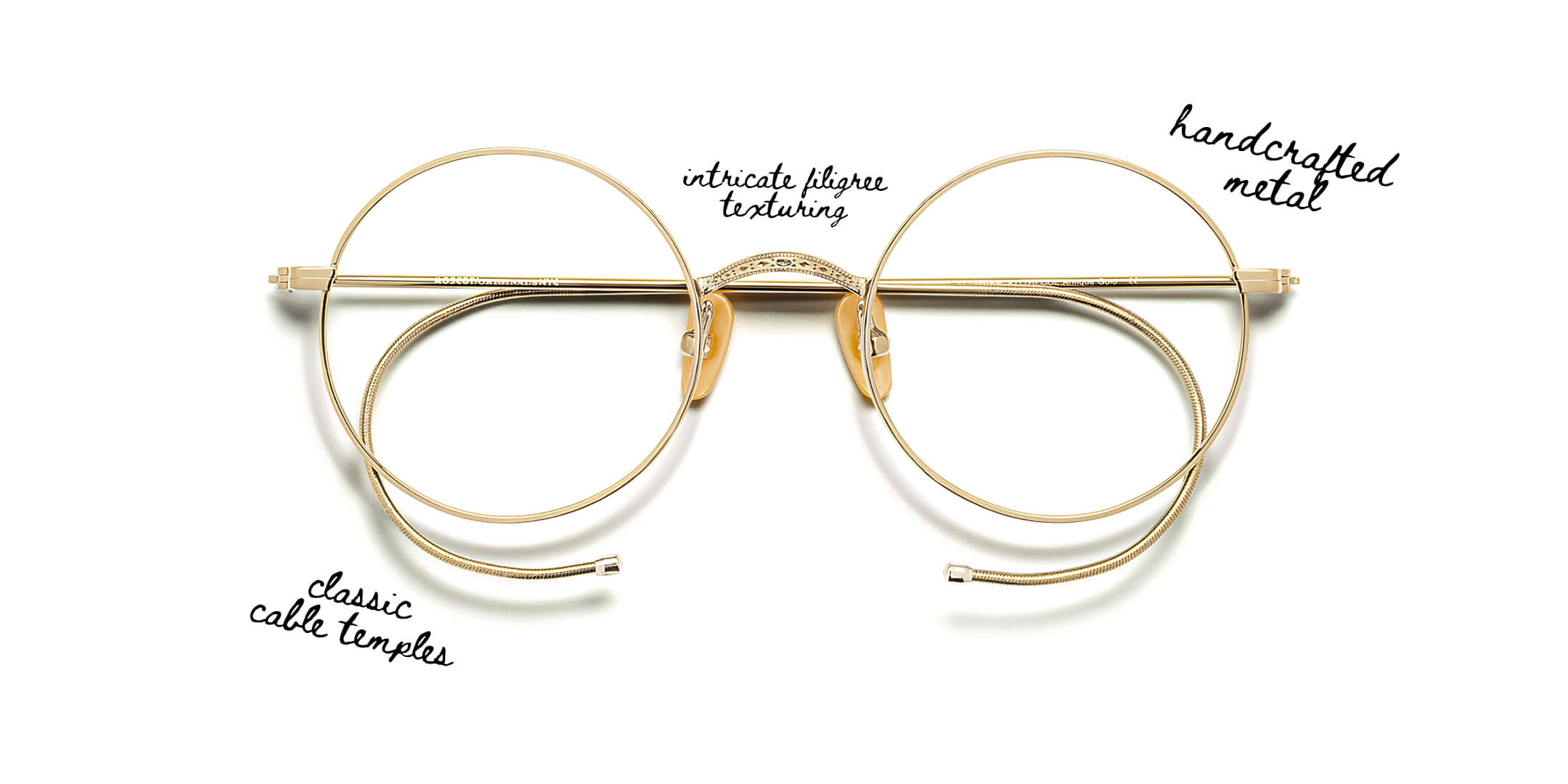 The HAMISH: Classic cable temples, intricate filigree texturing, and handcrafted metal