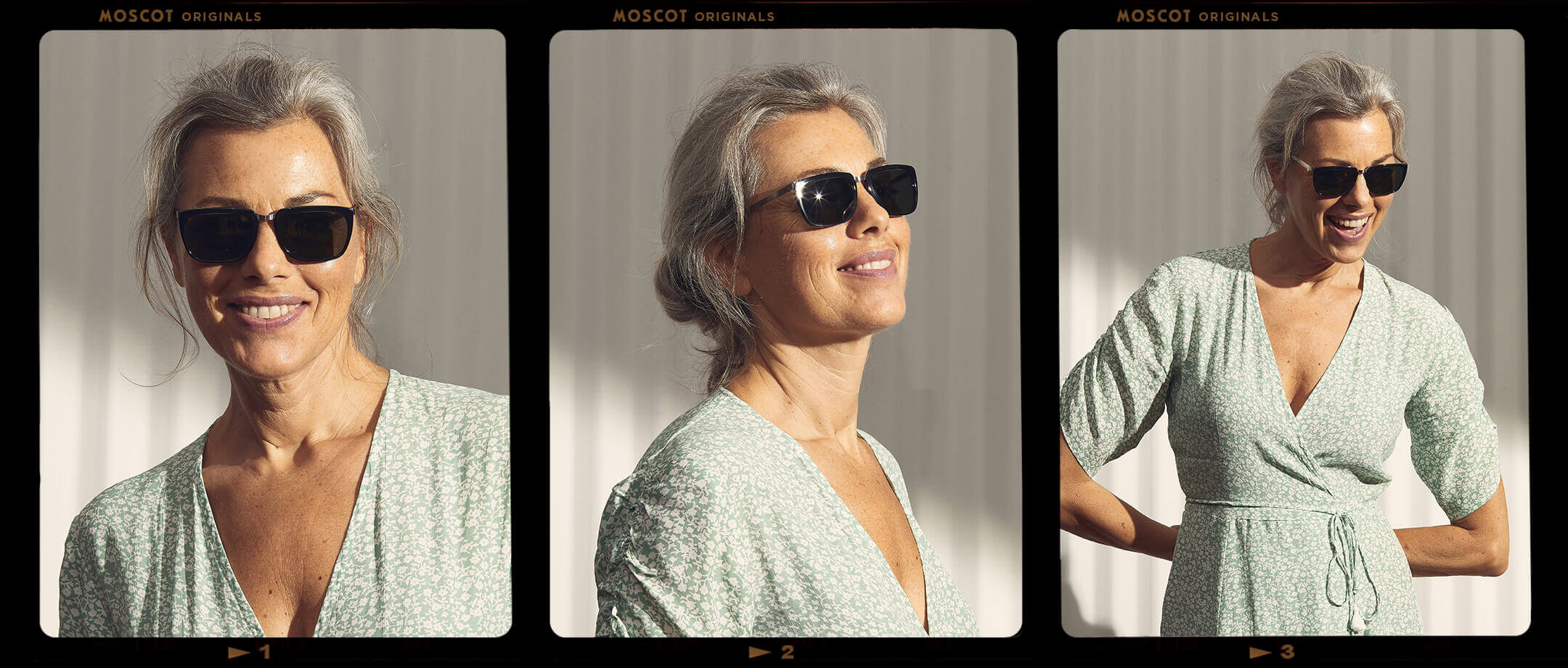 Model is wearing The KLUG SUN in Black/Silver in size 52 with G-15 Glass Lenses