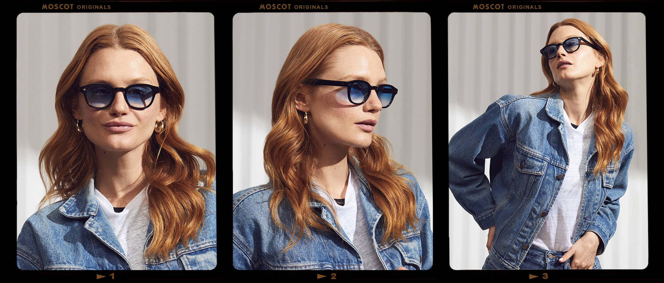 Model is wearing The LEMTOSH in Black in size 49 with Broadway Blue Fade Tinted Lenses