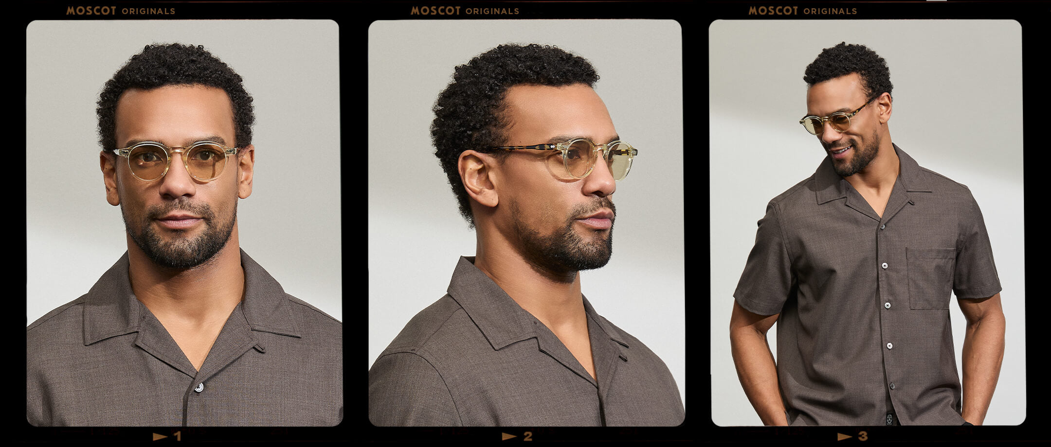 Model is wearing the MILTZEN in Citron/Tortoise in size 46 with AMBER+ Lenses