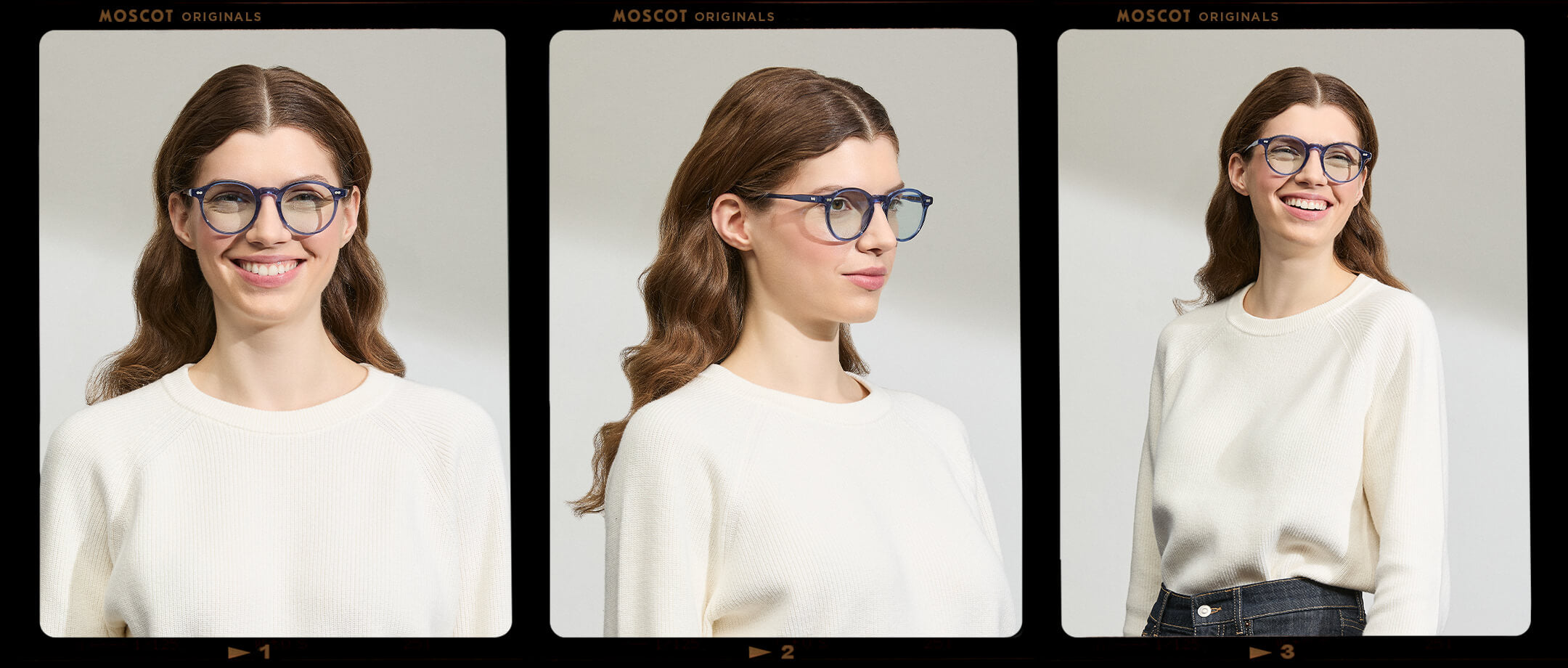 Model is wearing The MILTZEN in Sapphire in size 49 with BLUE+ Lenses