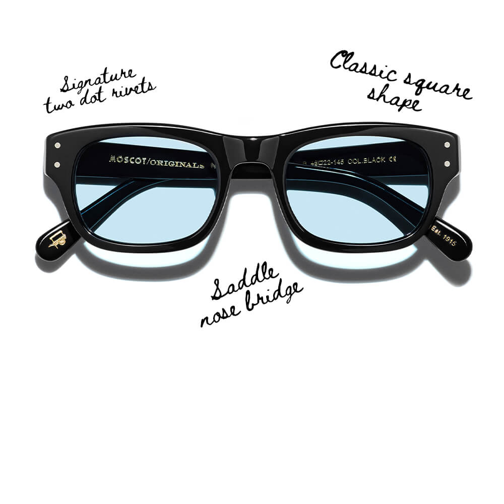 The NEBB: Handcrafted Italian acetate, saddle nose bridge, and signature two dot rivets