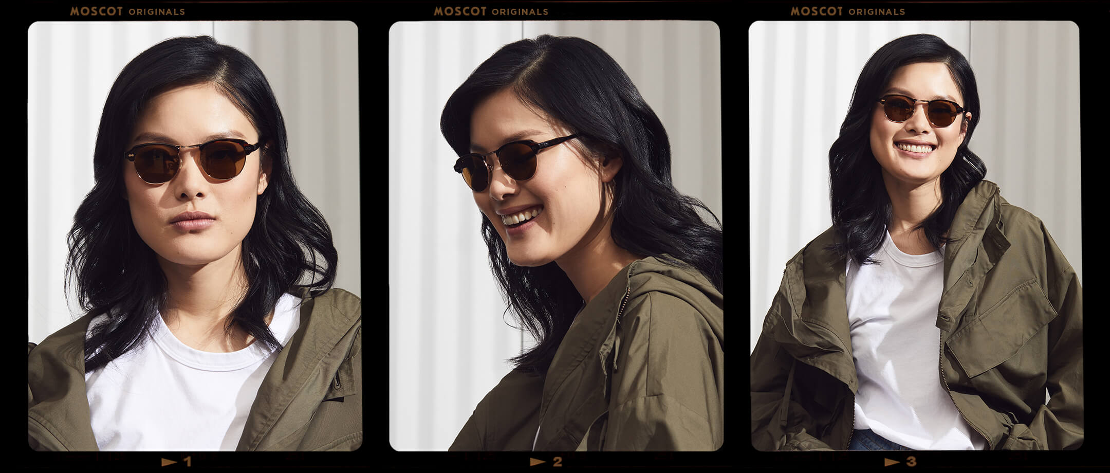 Model is wearing The OYGEN SUN in Tortoise/Gold in size 49 with Cosmitan Brown Glass Lenses