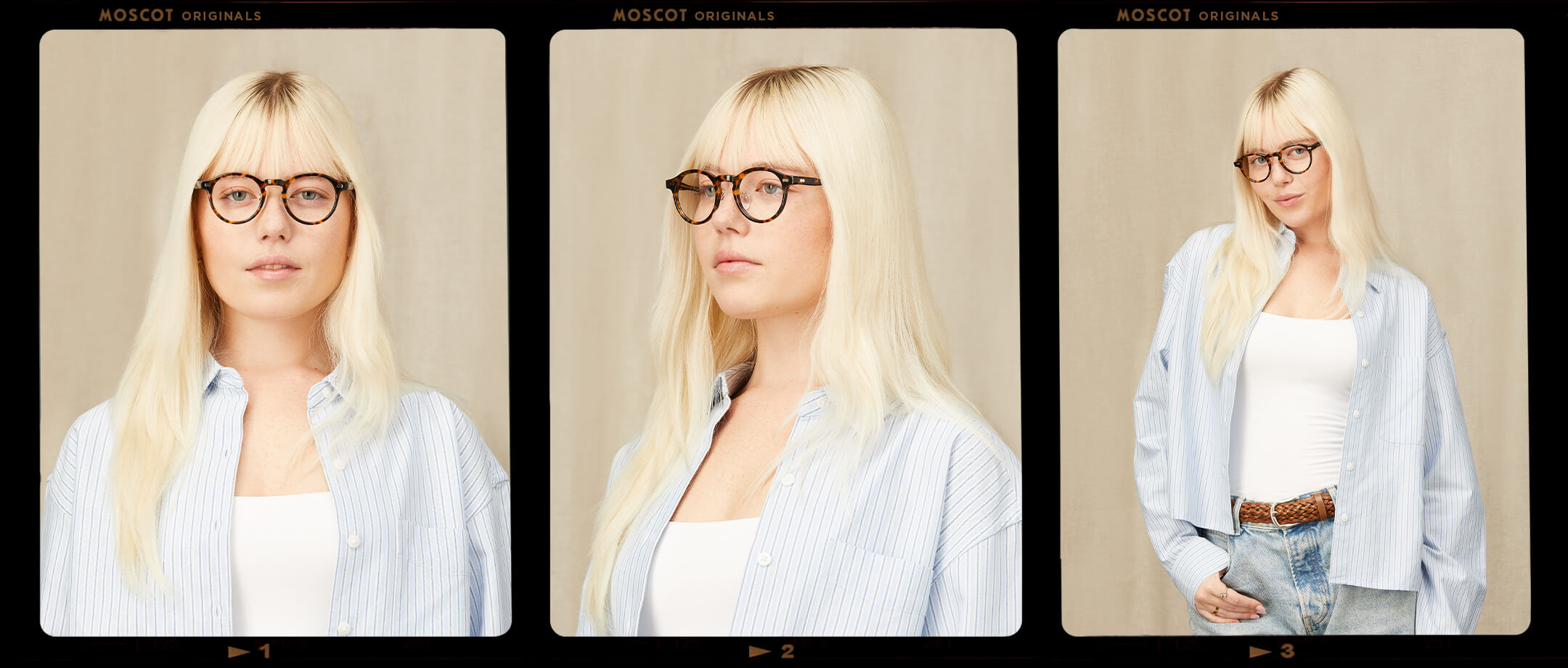Model is wearing The MILTZEN W/ METAL NOSE PADS in size 46 in Tortoise