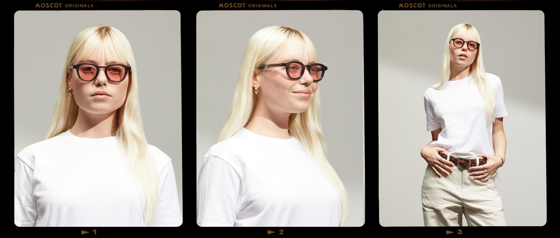 Model is wearing The DAHVEN in Grey size 44 with ROSE+ Tinted Lenses